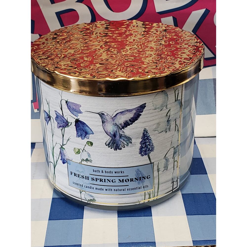 BBW Fresh Spring Morning Decorative Lid Large 3 Wick Candle Home Fragrance Decor